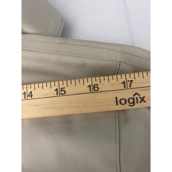 London Fog Trench Coat Womens Size 10 R Khaki Black Belted Removeable Hood - Picture 10 of 13